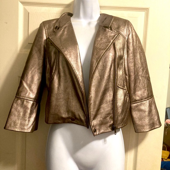 Gold/bronze colored Moto style jacket - Picture 3 of 4